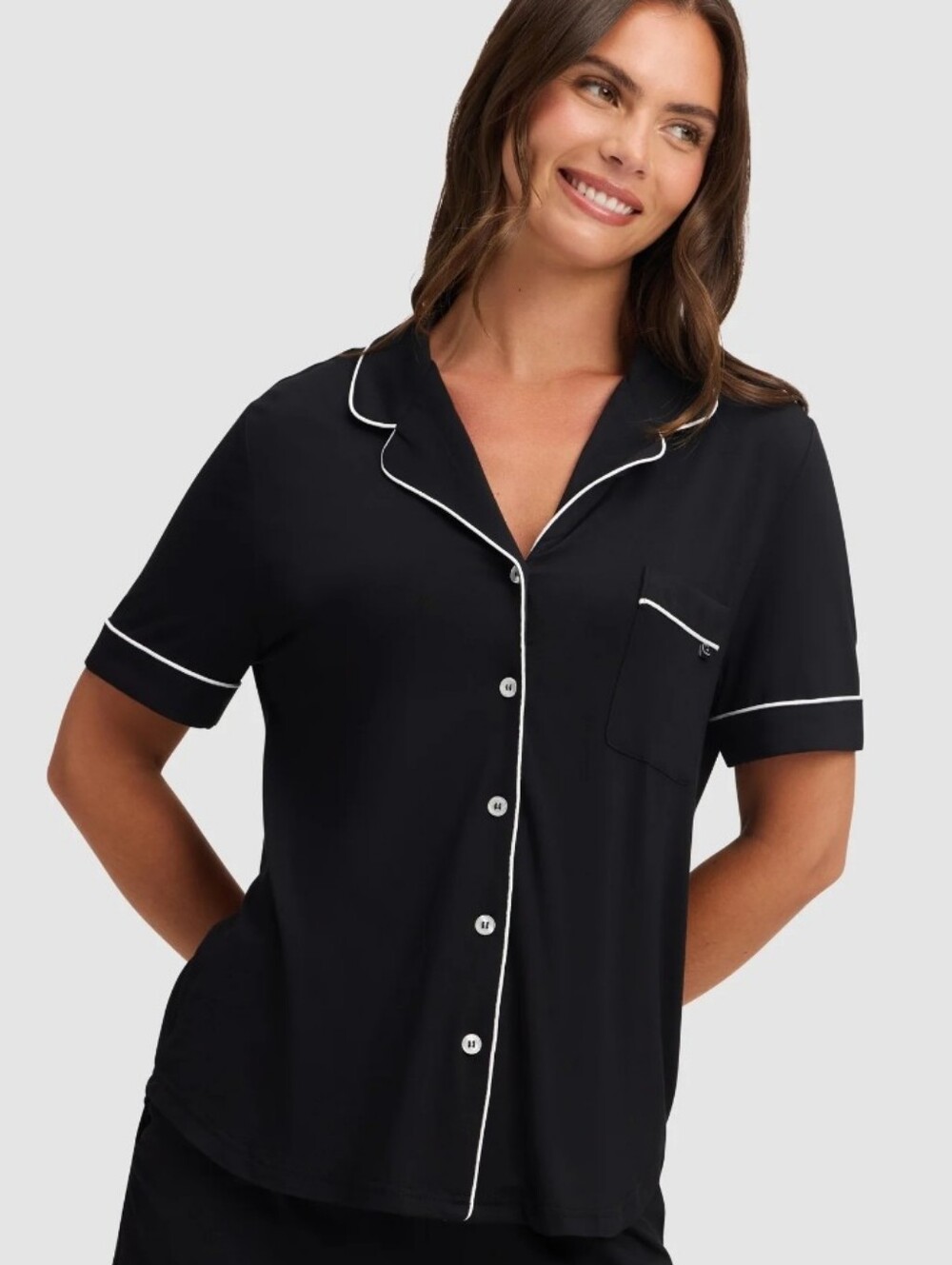 Cozy Earth Women's Bamboo Stretch-Knit Short Sleeve Pajama Top- NWT- SMALL